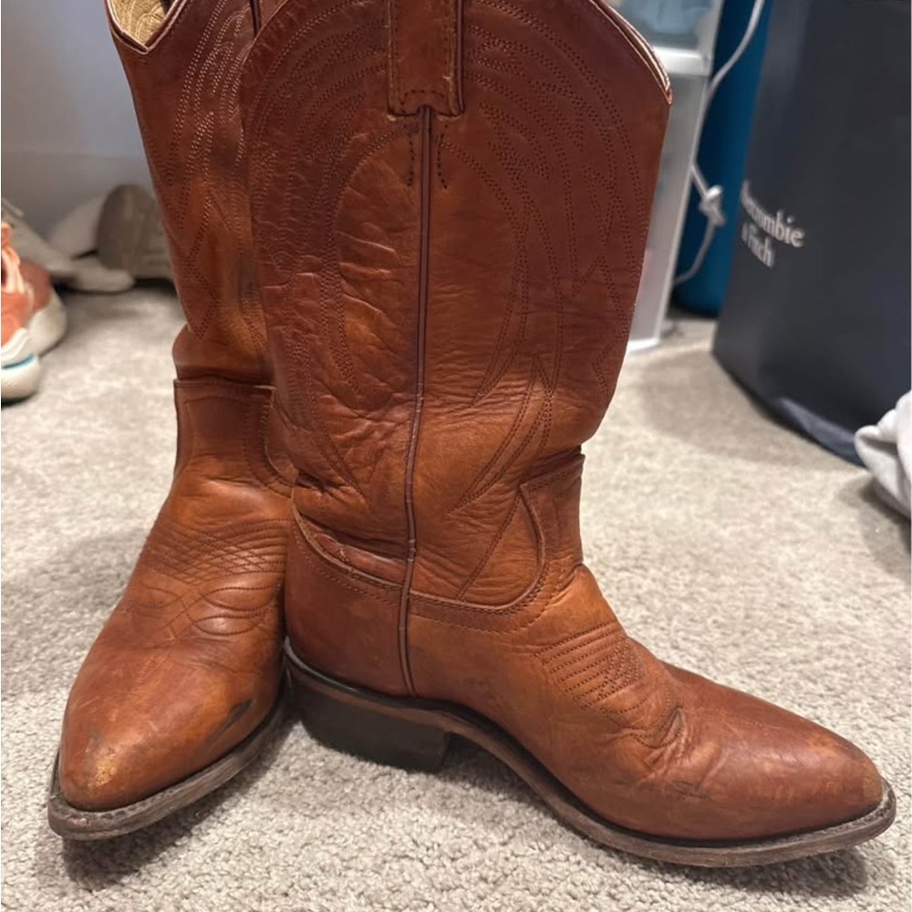 Frye Chestnut Leather Cowboy Boots